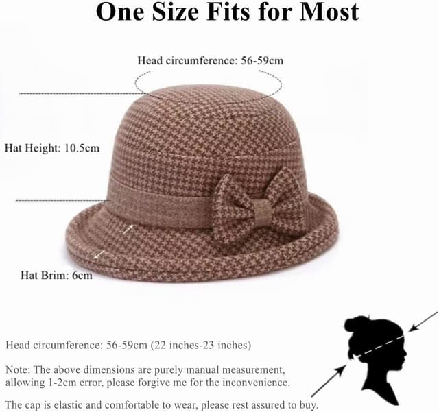 Detalle 1 de Wollfilz Bowler Hut Damen 56–59 cm