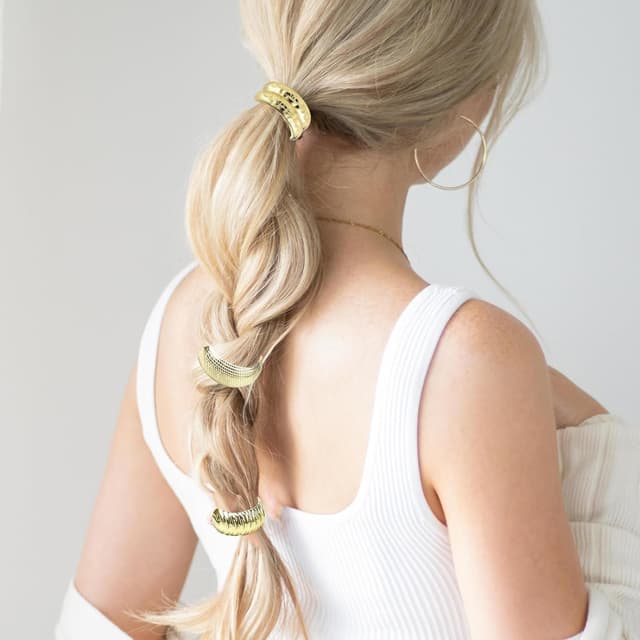 Detalle 2 de LWLWA Haargummi Scrunchie 4er Set im Goldlook