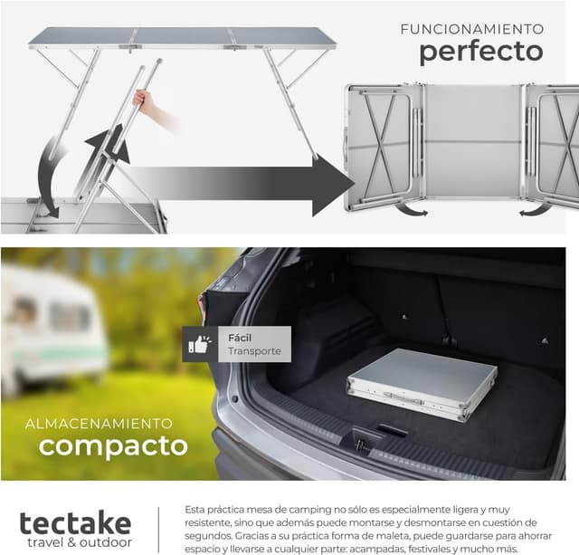 Thumbnail 6 de tectake Mesa Plegable Aluminio 180x70x70 cm