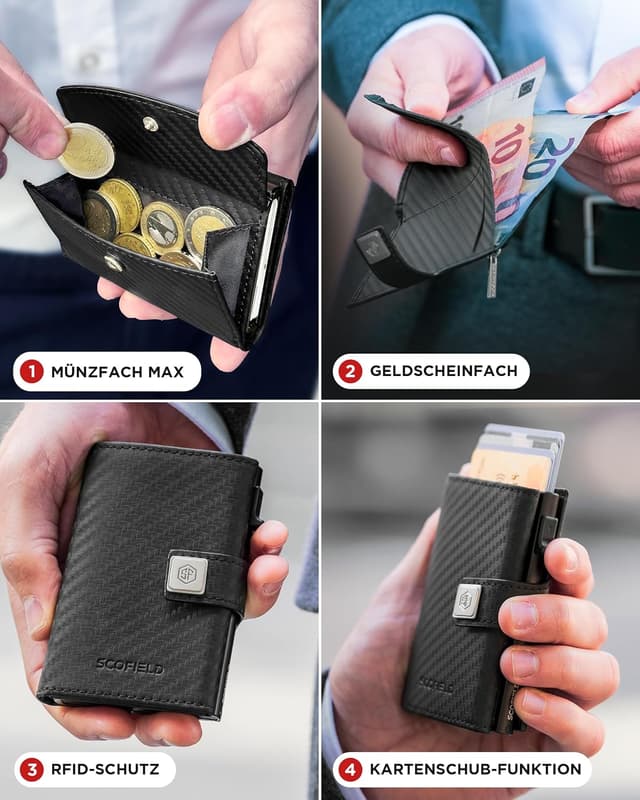 Detalle 2 de SF SCOFIELD Geldbörse Herren Slim Wallet RFID Schutz