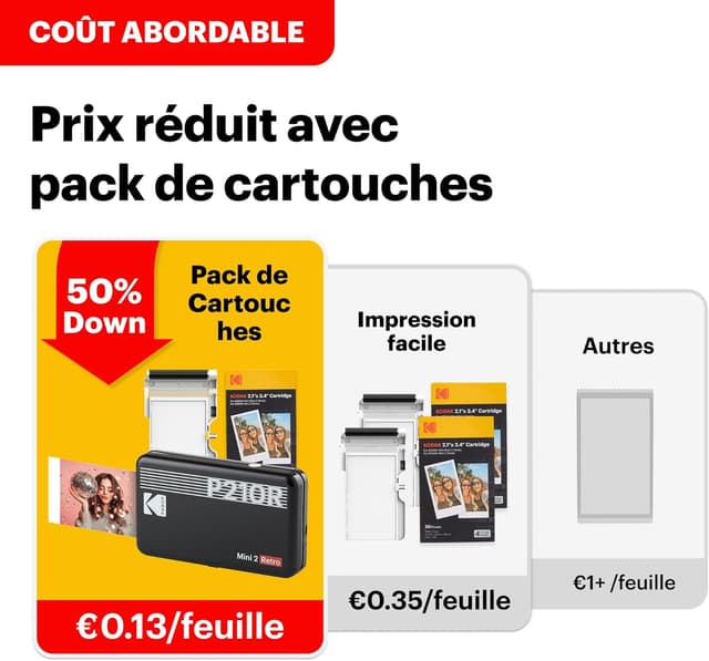 Thumbnail 1 de KODAK MINI 2 imprimante photo 38 feuilles
