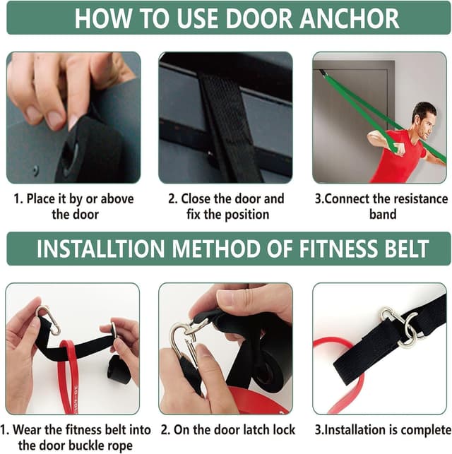Detalle de Resistance Exercise Bands Set with Door Anchor (Pull-Up & Strength Training)