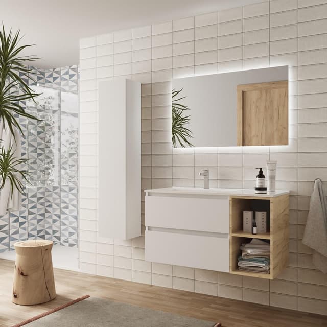 Detalle de Salgar Bequia mueble baño coqueta 2 cajones 2 huecos 2 años