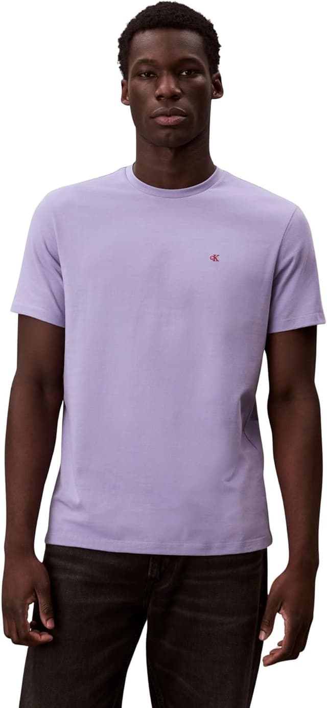 Detalle de Calvin Klein Camiseta de manga corta hombre Classic Monogram tee de cuello redondo, rojo Red Pear (M)