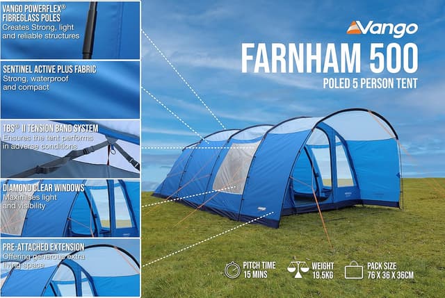 Detalle 2 de Tunnel tent for 5, Vango Farnham 500