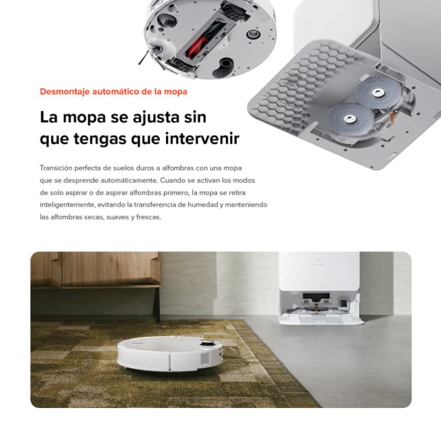 Detalle de Roborock Qrevo Edge 2 Pro: robot aspirador y friegasuelos con base multifunción y fregado de bordes