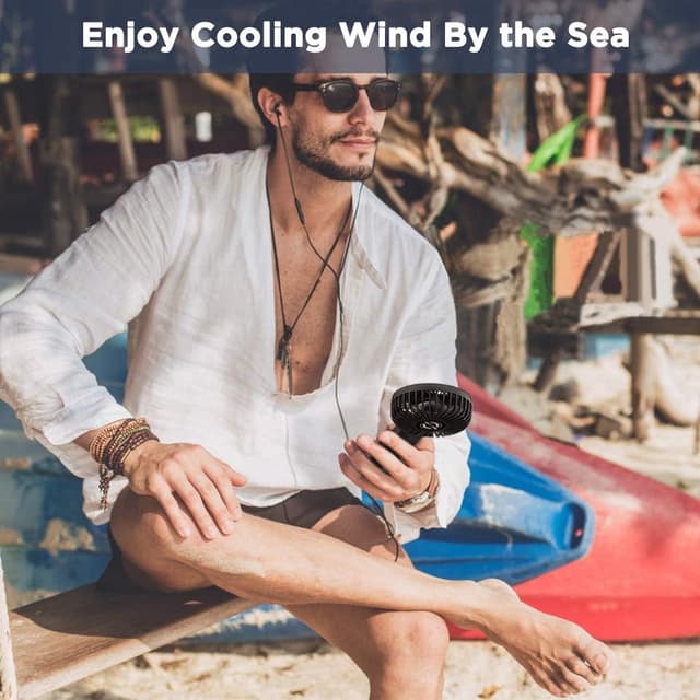 Thumbnail 6 de EasyAcc EasyAcc Handheld Fan (Portable USB Fan) – Rechargeable, Foldable, 4 Speeds, Up to 17 Hours, Black