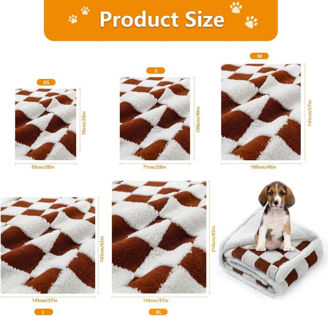 Detalle 1 de Waterproof Pet Blanket in Brown Check (Jacquard Shag & Sherpa Fleece) — reversible sofa and bed throw for dogs and cats