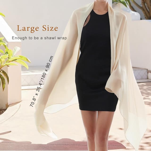 Thumbnail 6 de RIIQIICHY foulard/sciarpa in seta da donna in poliestere double-face, stola da cerimonia 180×90 cm