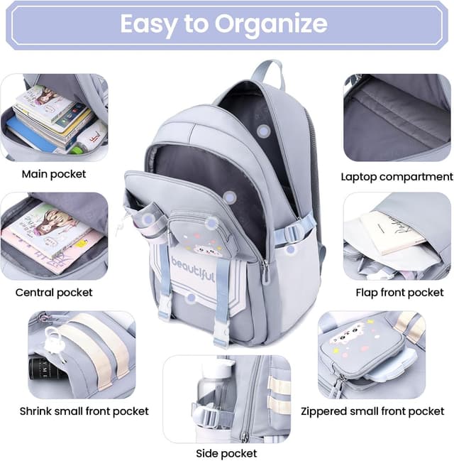 Thumbnail 2 de IvyH Sac à Dos Enfant Bleu 30x46