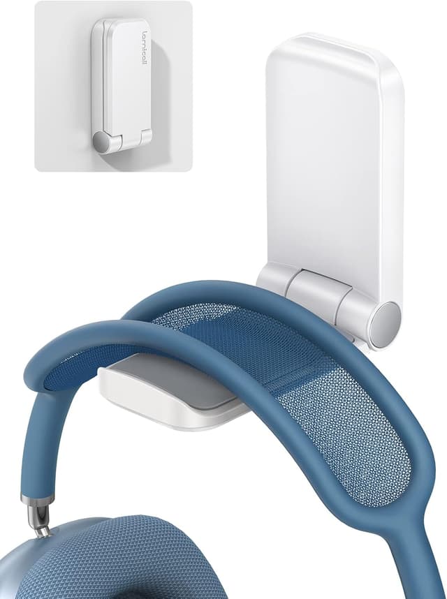 Detalle de Lamicall magnetische, faltbare Kopfhörerhalterung mit Klebeband (weiß) – universal für Over-Ear & Gaming-Headsets