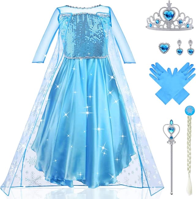 Imagen de URAQT Vestito Elsa bambina set 100–150 🎭 en OfertitasTOP