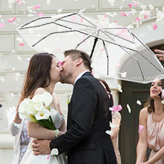 Detalle 2 de VIPOPICO Clear Umbrella Automatic Open Close – Compact Travel Clear Umbrella with Frosted Handle