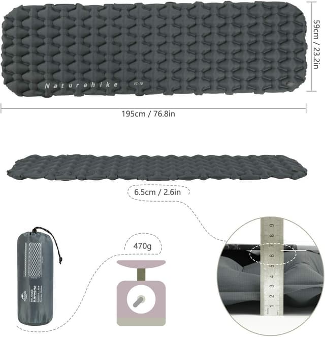 Detalle 2 de Naturehike Materassino 6,5 cm ultraleggero per trekking 🏕