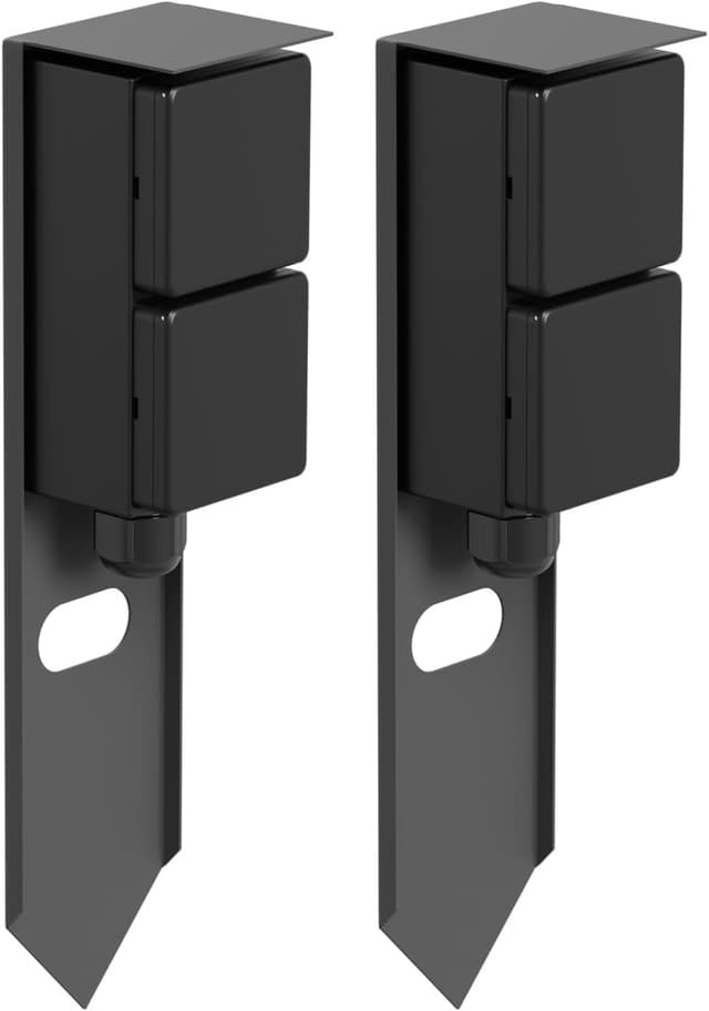 Detalle de ledscom.de 2er Set Garten-Steckdosensäule PIWI mit Erdspieß, IP44, Edelstahl anthrazit, 30 cm