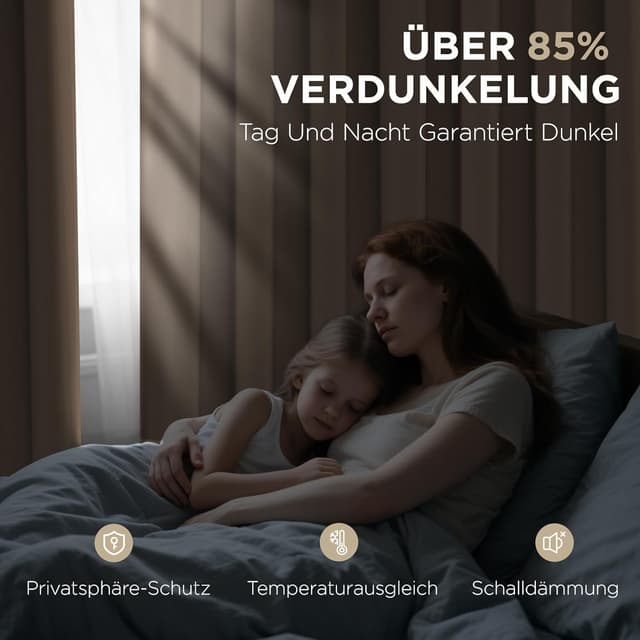 Detalle 2 de Joydeco Blickdichte Vorhänge 2er Set Cappuccino