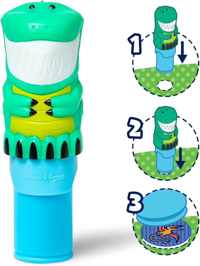 Detalle de Melissa & Doug Sticker Wow : tamponneuse dinosaure + bloc d’activités de 300 autocollants (dès 3 ans)