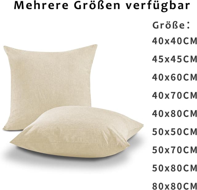 Thumbnail 6 de TOCOMOA Kissenbezug 40x40 cm im 2er-Set – 100% gewaschene Baumwolle, Oeko-TEX zertifiziert, Leinenoptik