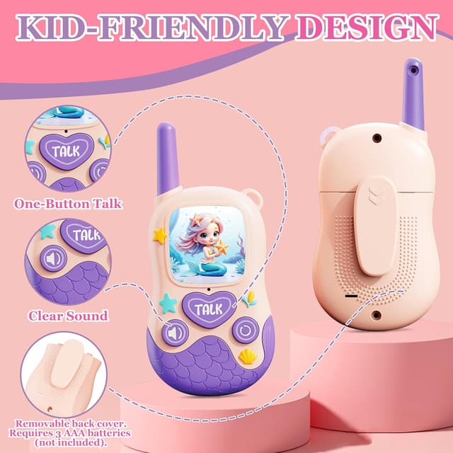 Detalle 2 de DQMOON 2PCS Mermaid Walkie Talkies for Kids (non-rechargeable, single-channel)