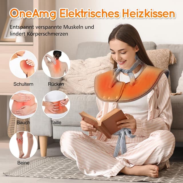 Detalle de OneAmg Heizkissen für Rücken, Schulter & Nacken (61 x 94 cm) mit 4-Stunden-Timer und Abschaltautomatik