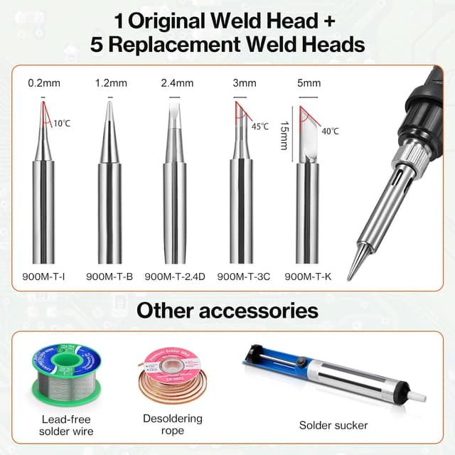 Detalle de Preciva 926 LED Fer à souder 130 W : station avec affichage numérique 90°C–480°C