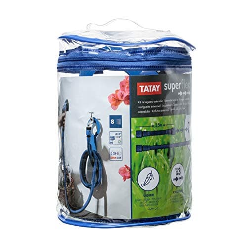 Detalle de Tatay Kit Manguera Extensible Superflex 7,5 m con pistola de riego de 8 posiciones (conector universal 3/4"-1/2")
