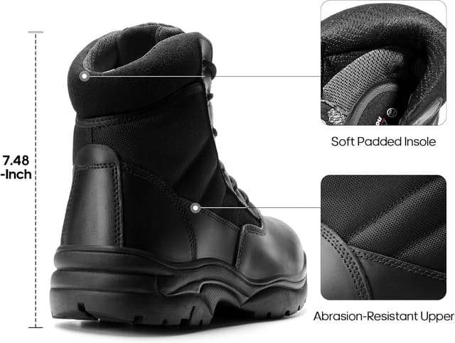 Detalle de NORTIV 8 Stivali da lavoro tattici militari impermeabili per uomo (anfibi da moto e trekking)