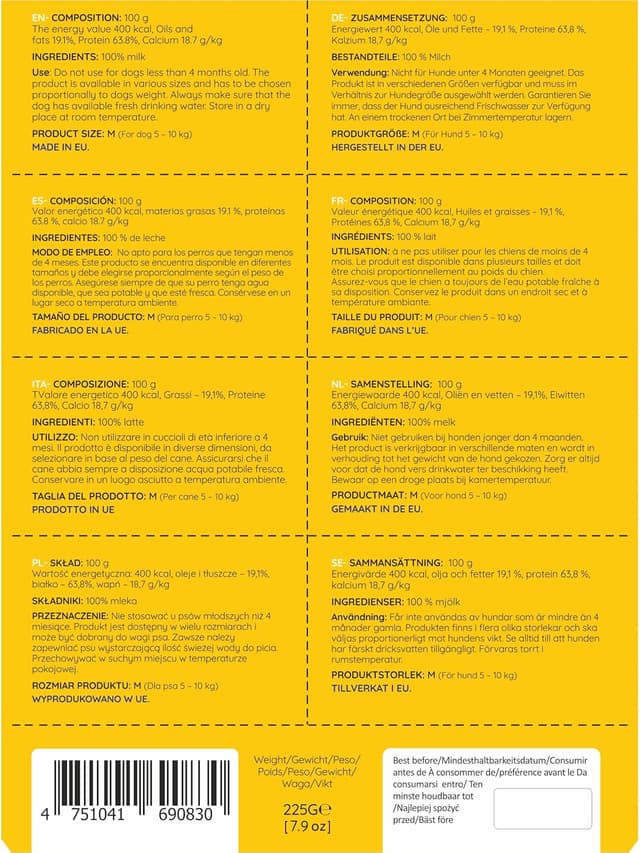 Detalle de WOW BITES Premium Kaukäse für Hunde – extra langer Kauspaß aus Kuhmilch, 3er Pack (M, 225 g)