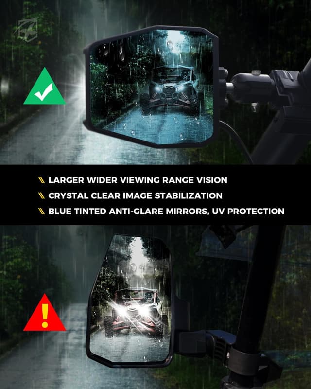 Detalle de Xprite UTV Classic Aluminum Side View Mirrors with LED Spot Lights (Clear Lens, for 1.75–2" Roll Cages)