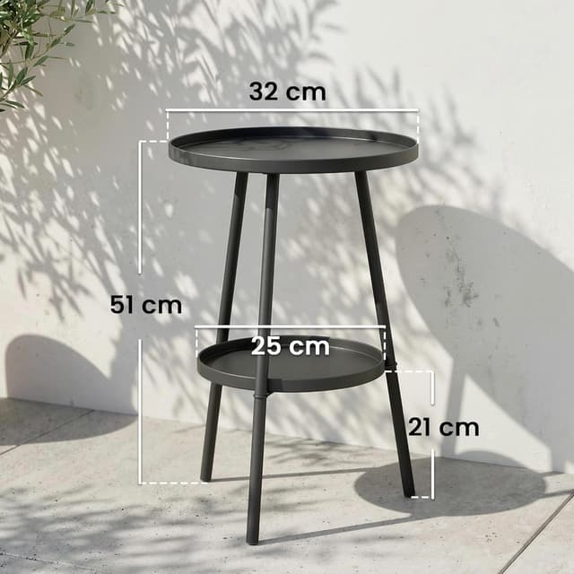 Thumbnail 2 de Outsunny Petite Table d'appoint ronde à 2 niveaux