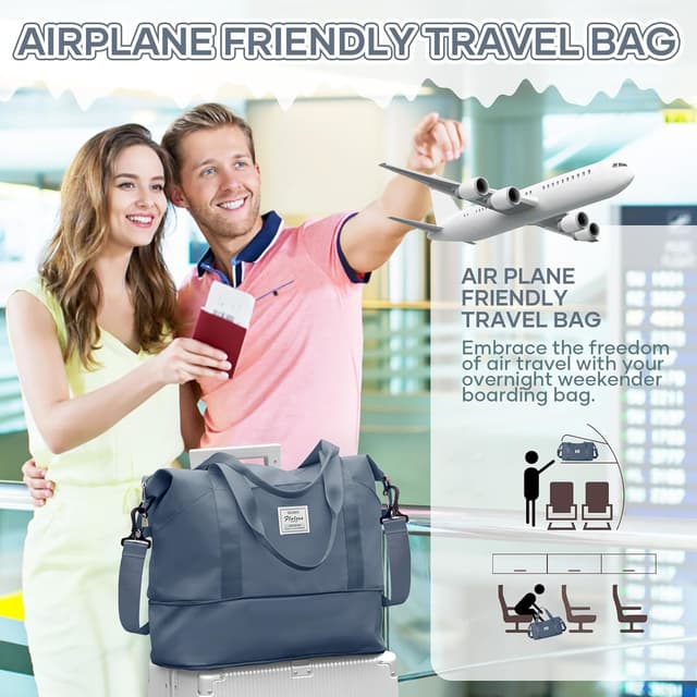 Detalle 2 de Reisetasche Damen Sporttasche 40x30x20 Ryanair Handgepäck Tasche Weekender Bag wasserdicht, erweiterbar