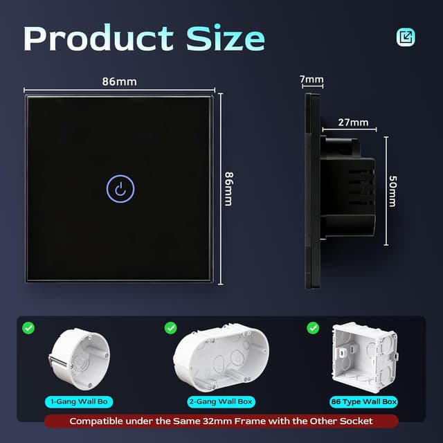 Detalle 2 de BSEED WiFi Touch Switch 1-gang smart control