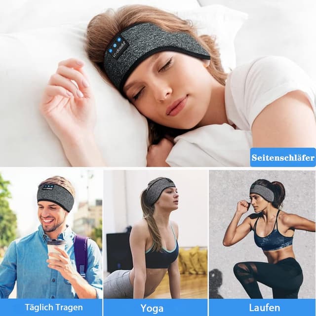 Thumbnail 6 de LC-dolida Schlafkopfhörer Bluetooth 5.4 – Stirnband zum Schlafen, Musik & Training (Grau)