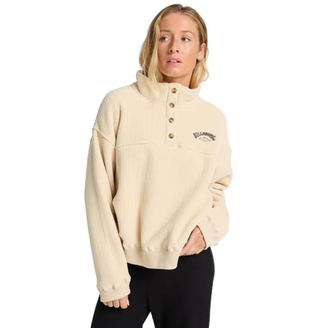 Detalle de Billabong All Mine sudadera de mujer de pana con cuello alto