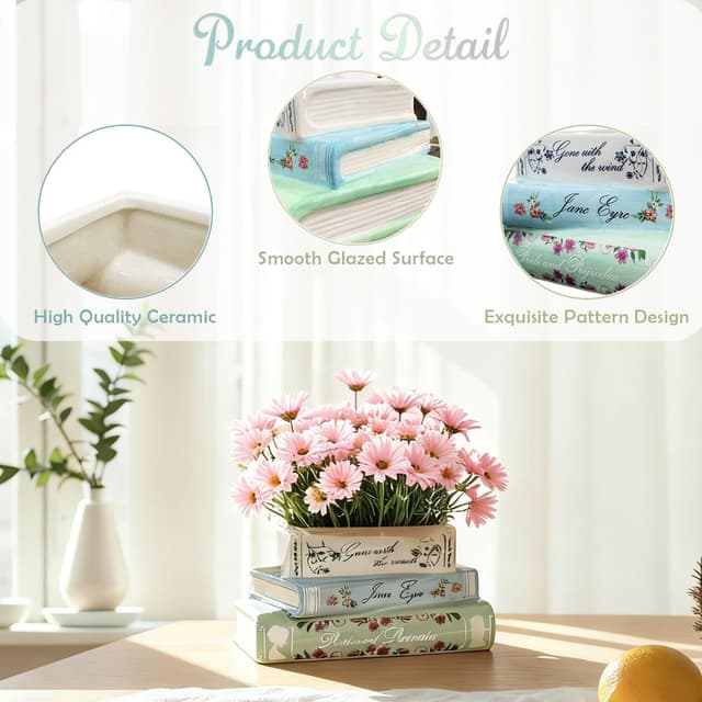 Detalle 1 de Jxcnkiy book planter ceramic pot