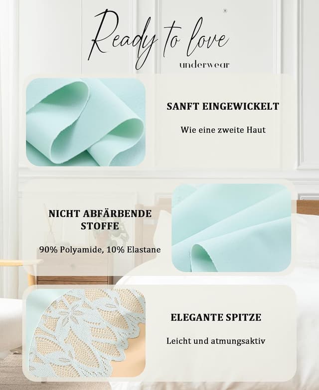 Detalle de READY TO LOVE Seamless Slip Damen mit Spitze – 6er Pack Hipster-Unterhosen