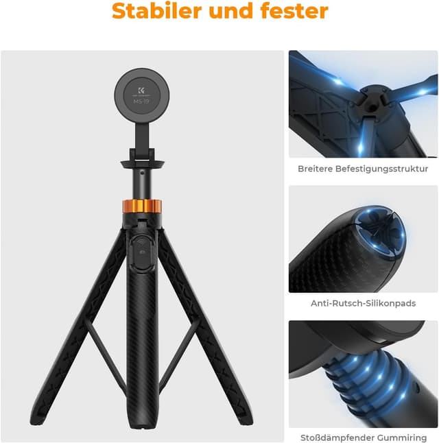 Thumbnail 4 de K&F Concept MS19 Magnet Selfie-Stick 162 cm