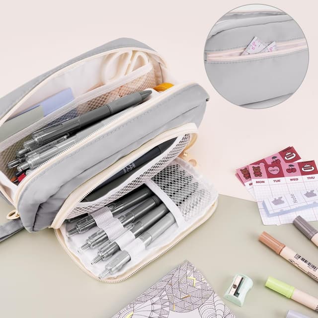 Detalle de COLOCASTLE Federmäppchen Mäppchen mit 3 Fächern und großer Kapazität (20 x 12 x 5 cm)