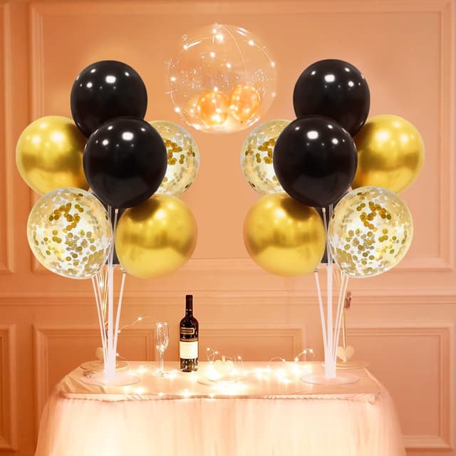 Thumbnail 4 de ZJDHPTY Black Gold Balloon Stand Set