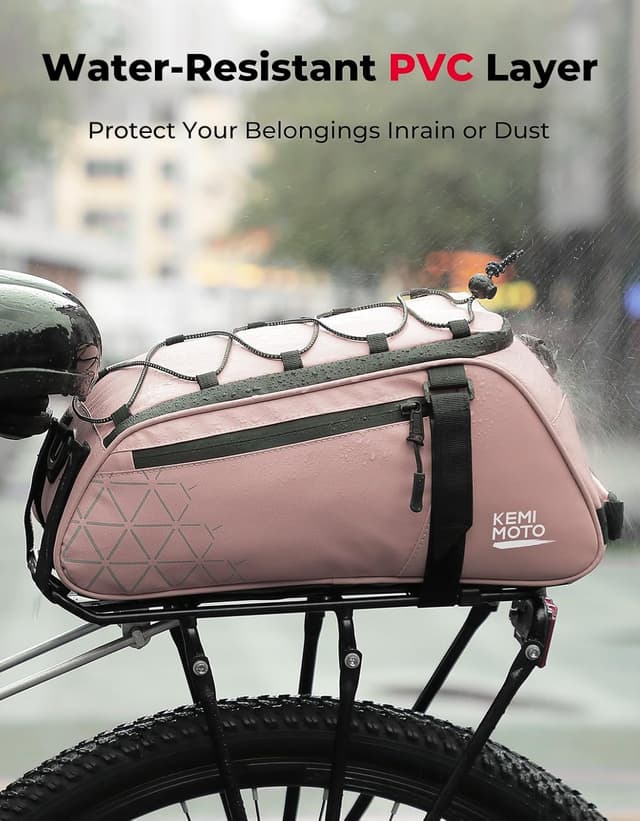 Detalle de KEMIMOTO Borsa per portapacchi 2 in 1 impermeabile con scomparti multipli, maniglia e tracolla