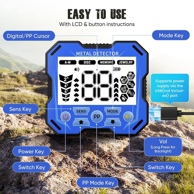 Detalle de Metal Detector professionale 5 modalità IP68