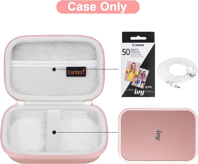 Detalle de Canboc Hard Case for Canon Zoemini 2 / Zoemini Photo Printer (Rose Gold) – Protective EVA Shell & Velvet Lining