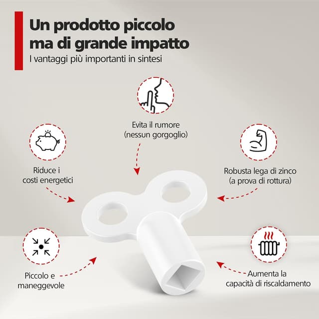 Detalle de RAVN HAMAN set da 3 chiavi di sfiato per termosifoni in alluminio, bianche