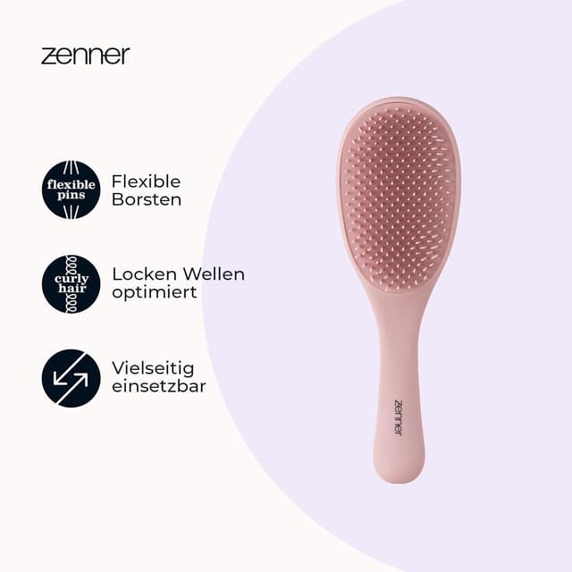 Detalle de Zenner Tangle Free Maxi Haarbürste mit flexiblen Stiften – entwirrt nasses & trockenes Haar