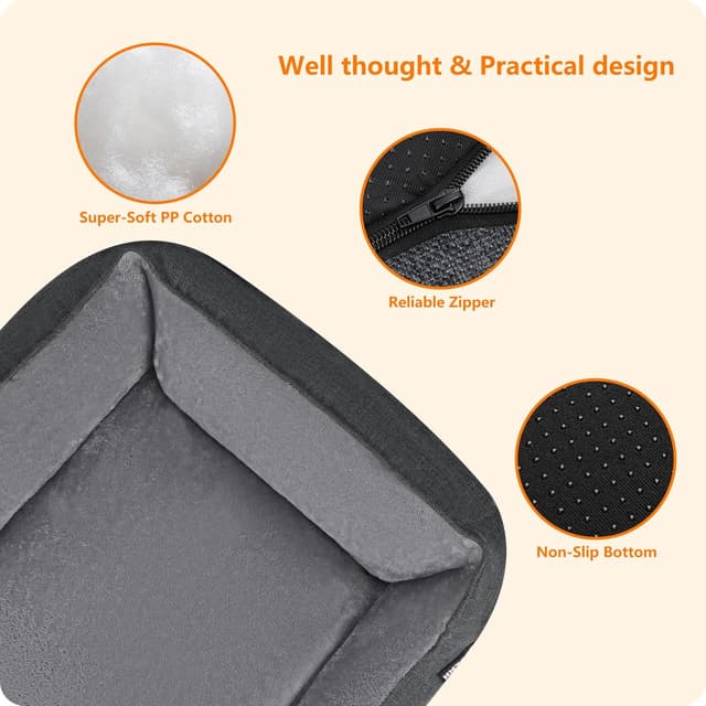 Detalle 2 de HMTOPE Hundebett/Hundesofa „Grau Spleißen“, abnehmbar & waschbar, 110 x 86 x 26 cm