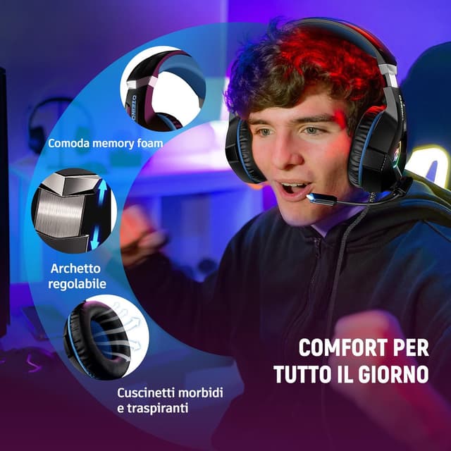 Thumbnail 4 de Cuffie Gaming PS4 PS5 PS4 PS5 PC Xbox One con microfono, cancellazione rumore e LED RGB