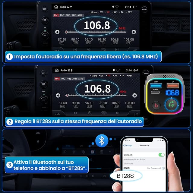 Thumbnail 5 de GizmoVine Trasmettitore FM Bluetooth 5.4