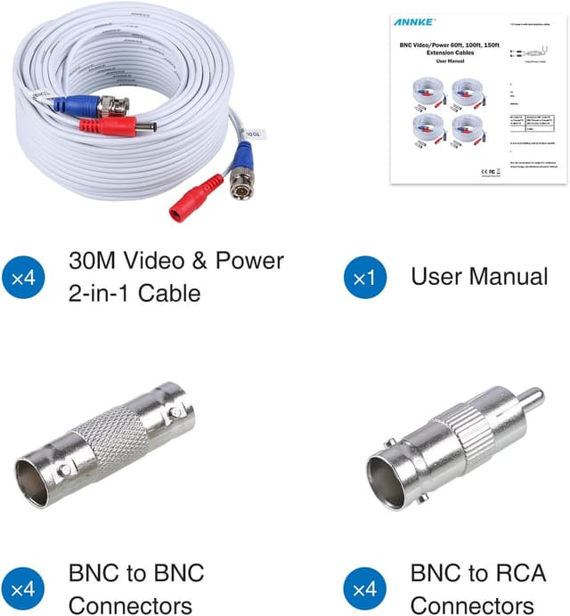 Thumbnail 6 de SANNCE Cavo video sorveglianza 4 cavi 30 m 🎥