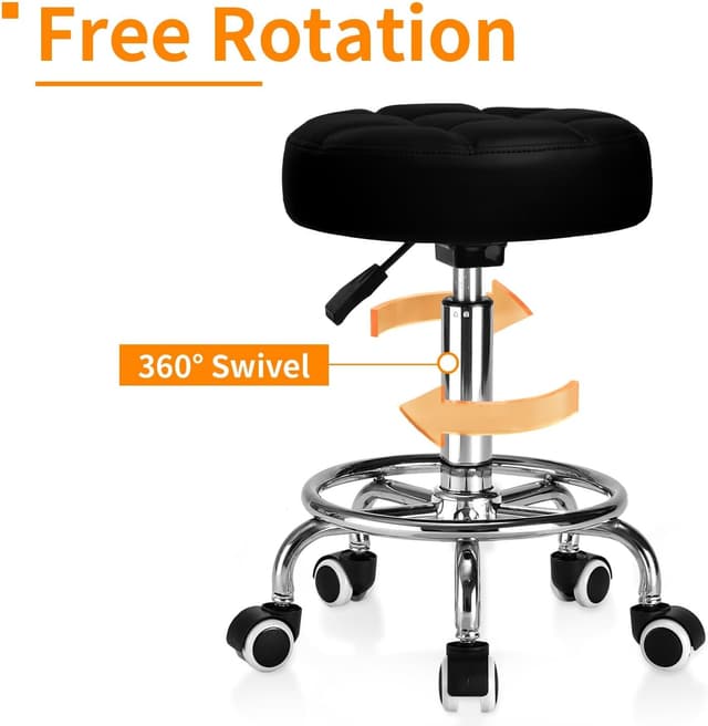 Thumbnail 5 de Rolling Stool PU Leather Round 14.6" seat