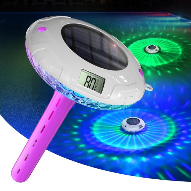 Detalle de Baldr luce solare per piscina con doppio display LCD e termometro galleggiante IPX7